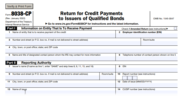 E-FILE FORM 8038-CP