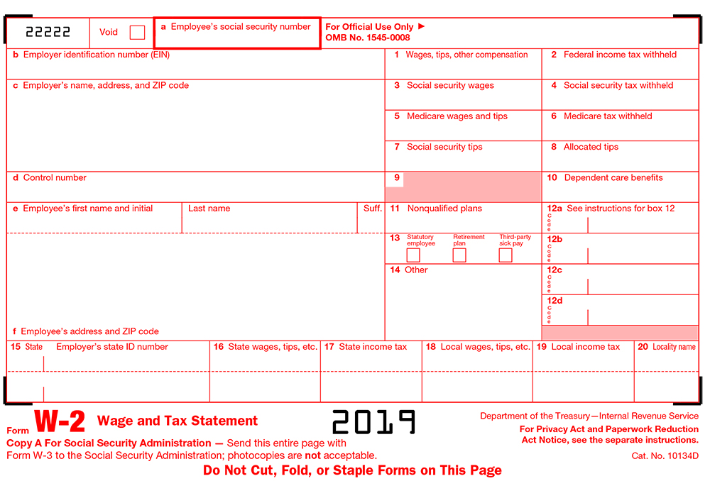 2019 IRS Form W-2
